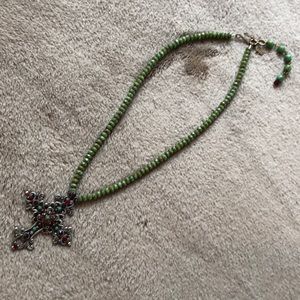 FAITH faceted turquoise bead cross necklace